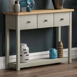 VIDA DESIGNS Arlington 3 Drawer Grey and Oak Console Table - Size: 30 x 100 x 74cm - Wilko