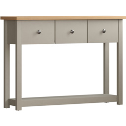 Vida Designs Arlington 3 Drawer Grey and Oak Console Table - Size: 30 x 100 x 74cm - Wilko - thumbnail 3
