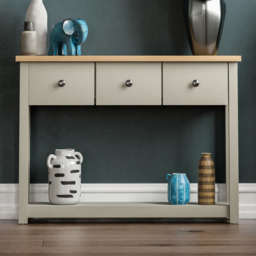 Vida Designs Arlington 3 Drawer Grey and Oak Console Table - Size: 30 x 100 x 74cm - Wilko - thumbnail 7