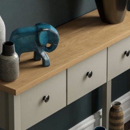 Vida Designs Arlington 3 Drawer Grey and Oak Console Table - Size: 30 x 100 x 74cm - Wilko - thumbnail 4