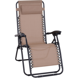 Outsunny Beige Zero Gravity Folding Recliner Chair - Size: 1 Seater - Cream - Wilko - thumbnail 3