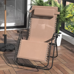 Outsunny Beige Zero Gravity Folding Recliner Chair - Size: 1 Seater - Cream - Wilko