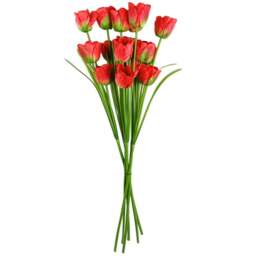 Leaf Tulip Red Single Stem Artificial Flower 6 Pack - Size: 80 x 10 x 10cm - Wilko - thumbnail 1