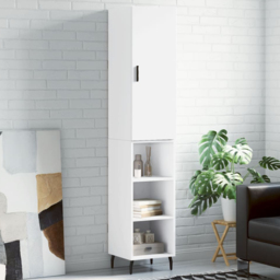 vidaXL Single Door 3 Shelf White Highboard - Size: 180 x 34.5 x 34cm - Wilko - thumbnail 1
