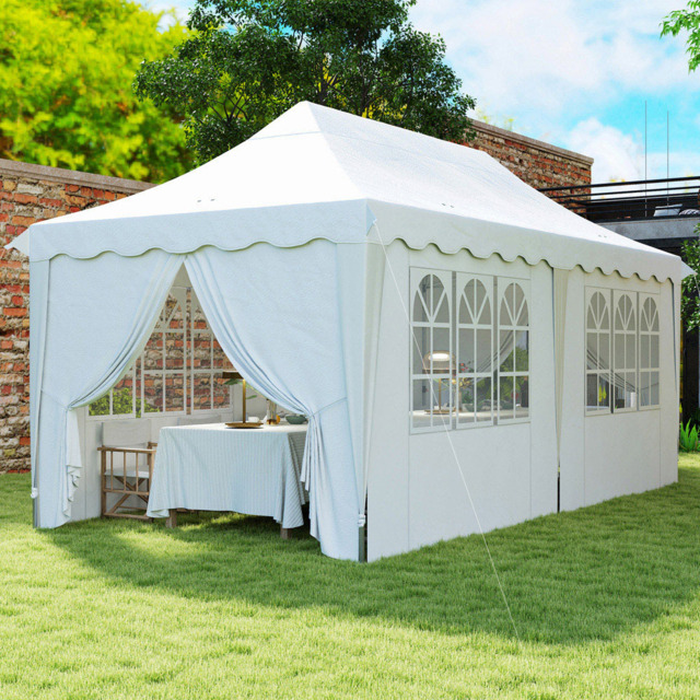 Outsunny 3 x 6m White UPF50+ Pop Up Gazebo with Sides and Carry Bag - Wilko - image 1