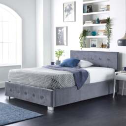 Aspire Single Grey Plush Velvet Side Opening Ottoman Storage - Aspire Beds - Wilko - thumbnail 1