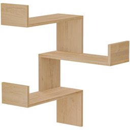 Decortie Luksa 3 Shelf Oak Modern Corner Wall Mounted Bookcase - Cream - Wilko - thumbnail 3