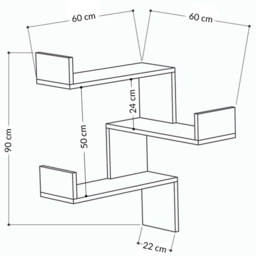 Decortie Luksa 3 Shelf Oak Modern Corner Wall Mounted Bookcase - Cream - Wilko - thumbnail 7