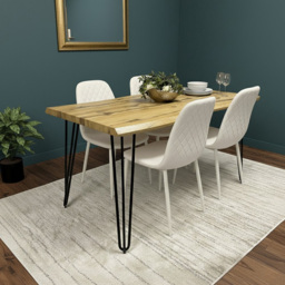 Kosy Koala 4 Seater Faux Leather Wooden Dining Set Cream - Brown - Wilko - thumbnail 5