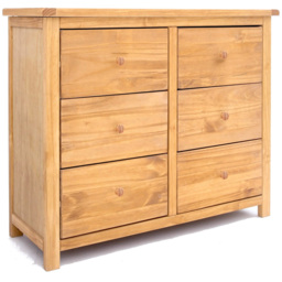 Cabinet Bits Lugo 6 Drawer Brown Wood Knob Chest of Drawers - Wilko - thumbnail 3
