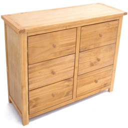 Cabinet Bits Lugo 6 Drawer Brown Wood Knob Chest of Drawers - Wilko - thumbnail 5