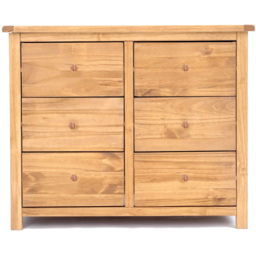 Cabinet Bits Lugo 6 Drawer Brown Wood Knob Chest of Drawers - Wilko - thumbnail 4