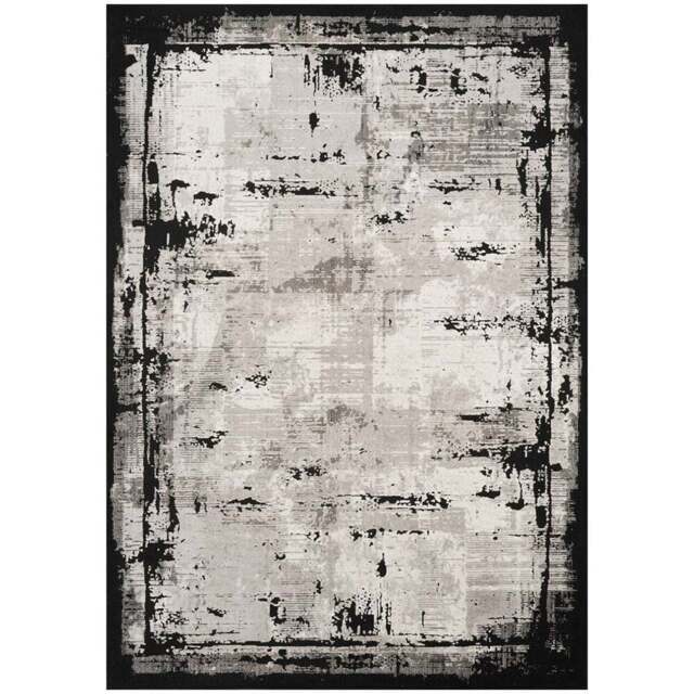 Mayfair Living Room Area Rug Metallic Sheen Contemporary Modern Frame Design - Black 120cm x 170cm - Size: 170 x 120 x 0.7cm - Desire Rugs - Wilko - image 1