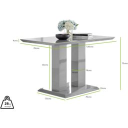 Furniturebox Molini Valera 4 Seater Dining Set Grey Gloss and Chrome - Wilko - thumbnail 4