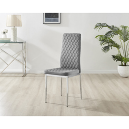 Furniturebox Molini Valera 4 Seater Dining Set Grey Gloss and Chrome - Wilko - thumbnail 5