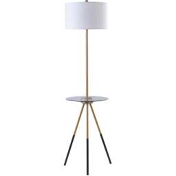 Teamson Home Myra Black Tripod Floor Lamp with USB Port and Glass Table - Size: 158.8 x 40.0 x 40.0cm - White - Wilko - thumbnail 1