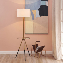 Teamson Home Myra Black Tripod Floor Lamp with USB Port and Glass Table - Size: 158.8 x 40.0 x 40.0cm - White - Wilko - thumbnail 3
