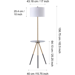 Teamson Home Myra Black Tripod Floor Lamp with USB Port and Glass Table - Size: 158.8 x 40.0 x 40.0cm - White - Wilko - thumbnail 7