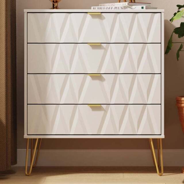 Crowndale Diamond 4 Drawer Kashmir Matt Chest of Drawers Ready Assembled - Wilko - image 1
