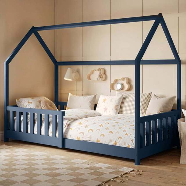 Flair Explorer Single Navy Play House Bed Frame with Rails - Blue - Wilko - image 1