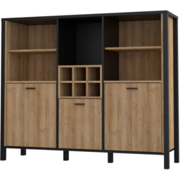 Florence High Rock 3 Door 5 Shelf Matt Black and Riviera Oak Shelf Unit with Wine Rack - Furniture to Go - Wilko - thumbnail 5