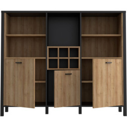 Florence High Rock 3 Door 5 Shelf Matt Black and Riviera Oak Shelf Unit with Wine Rack - Furniture to Go - Wilko - thumbnail 7