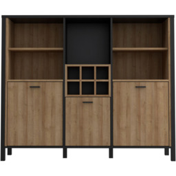 Florence High Rock 3 Door 5 Shelf Matt Black and Riviera Oak Shelf Unit with Wine Rack - Furniture to Go - Wilko - thumbnail 4
