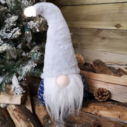 Samuel Alexander Blue and Grey Light Up Christmas Sitting Gonk with Hat - Size: 35 x 16 x 12cm - Wilko - thumbnail 3
