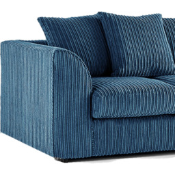 Luxor 4 Seater Marine Blue Jumbo Cord Scatter Back Sofa Suite - Wilko - thumbnail 5