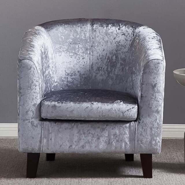 Brooklyn Silver Crush Velvet Tub Chair - Size: Single - Wilko - image 1