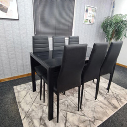 Kosy Koala 6 Seater Faux Leather Glass Rectangular Dining Set Black - Portland - Wilko - thumbnail 3