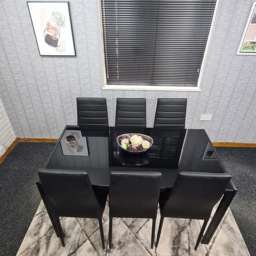 Kosy Koala 6 Seater Faux Leather Glass Rectangular Dining Set Black - Portland - Wilko - thumbnail 4