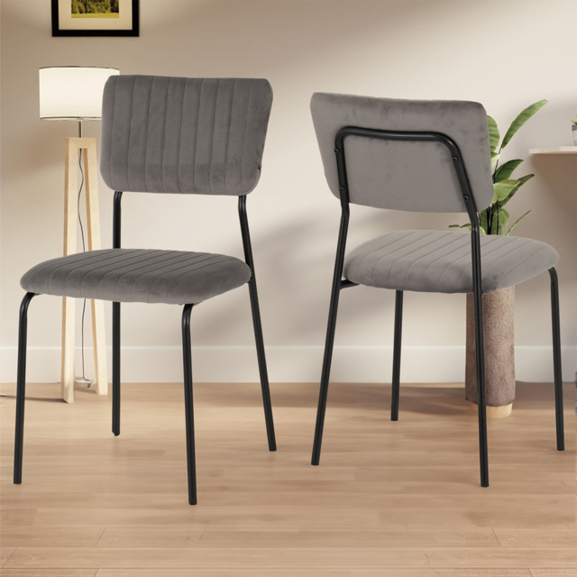 Seconique Sheldon Set of 4 Grey Velvet Fabric Dining Chair - Wilko - image 1