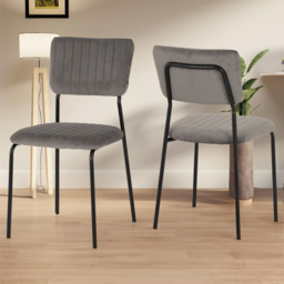 Seconique Sheldon Set of 4 Grey Velvet Fabric Dining Chair - Wilko - thumbnail 1