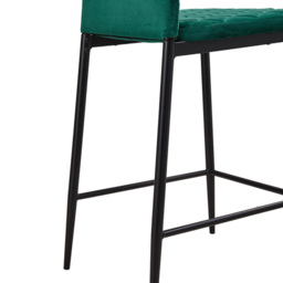 Living and Home Green Diamond-Quilted Velvet Upholstered Bar Stool Set of 2 - Wilko - thumbnail 4
