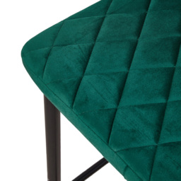 Living and Home Green Diamond-Quilted Velvet Upholstered Bar Stool Set of 2 - Wilko - thumbnail 6