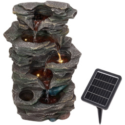 Living and Home 5-Tier Realistic Layered Rock Effect Solar LED Water Feature - Size: 47 x 32 x 21cm - Grey - Wilko - thumbnail 1
