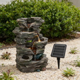 Living and Home 5-Tier Realistic Layered Rock Effect Solar LED Water Feature - Size: 47 x 32 x 21cm - Grey - Wilko - thumbnail 3