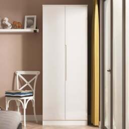 Crowndale Milan 2 Door Kashmir Gloss and Kashmir Tall Wardrobe Ready Assembled - Kashmir Gloss & Kashmir - Wilko - thumbnail 1