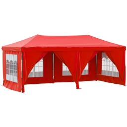 vidaXL 3 x 6m Red Foldable Party Tent with Sidewalls - Wilko - thumbnail 3