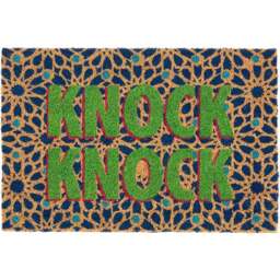 Eselle Astley Knock Knock Printed Natural Multicolour Coir Door Mat 40 x 60cm - Size: 40 x 60 x 1.5cm - Wilko - thumbnail 1