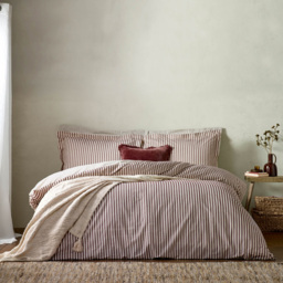 Yard Hebden Single Melange Stripe Cotton Beetroot Duvet Set - Red - Wilko - thumbnail 6