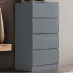 FWStyle Stora 4 Drawer Grey Gloss Chest Of Drawers - Wilko - thumbnail 1