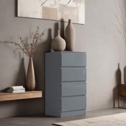 FWStyle Stora 4 Drawer Grey Gloss Chest Of Drawers - Wilko - thumbnail 6