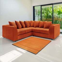 Luxor 5 Seater Orange Jumbo Cord Scatter Back L Shaped Corner Sofa Set - Wilko - thumbnail 1