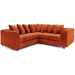 Luxor 5 Seater Orange Jumbo Cord Scatter Back L Shaped Corner Sofa Set - Wilko - thumbnail 3