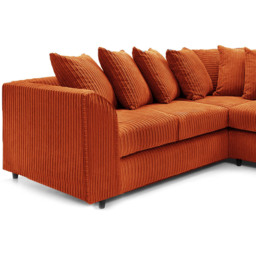 Luxor 5 Seater Orange Jumbo Cord Scatter Back L Shaped Corner Sofa Set - Wilko - thumbnail 4