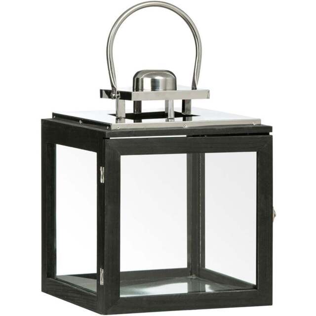 Premier Housewares Regents Park Stainless Steel Lantern Small - Size: 28 x 28 x 37cm - Black - Wilko - image 1