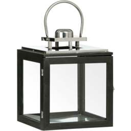 Premier Housewares Regents Park Stainless Steel Lantern Small - Size: 28 x 28 x 37cm - Black - Wilko