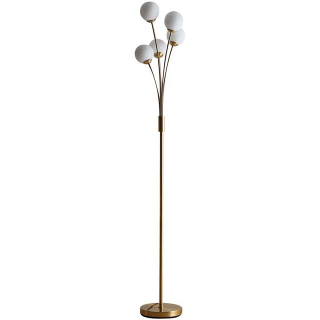 Kliving Mabel 5 Light Satin Brass Floor Lamp - Size: 160 x 27.5 x 27.5cm - Gold - Wilko - image 1
